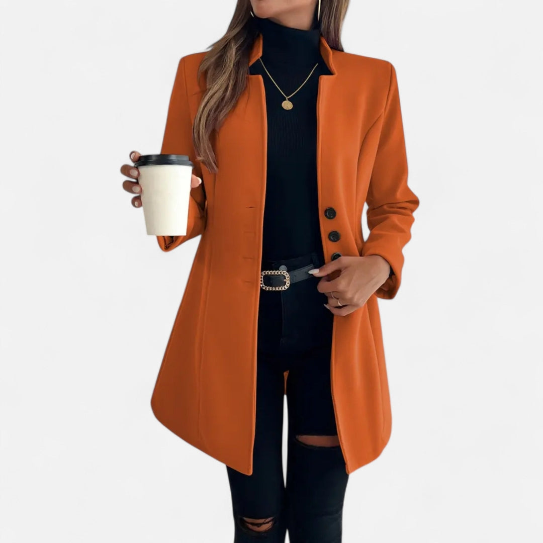 Manteau long à simple boutonnage pour femme