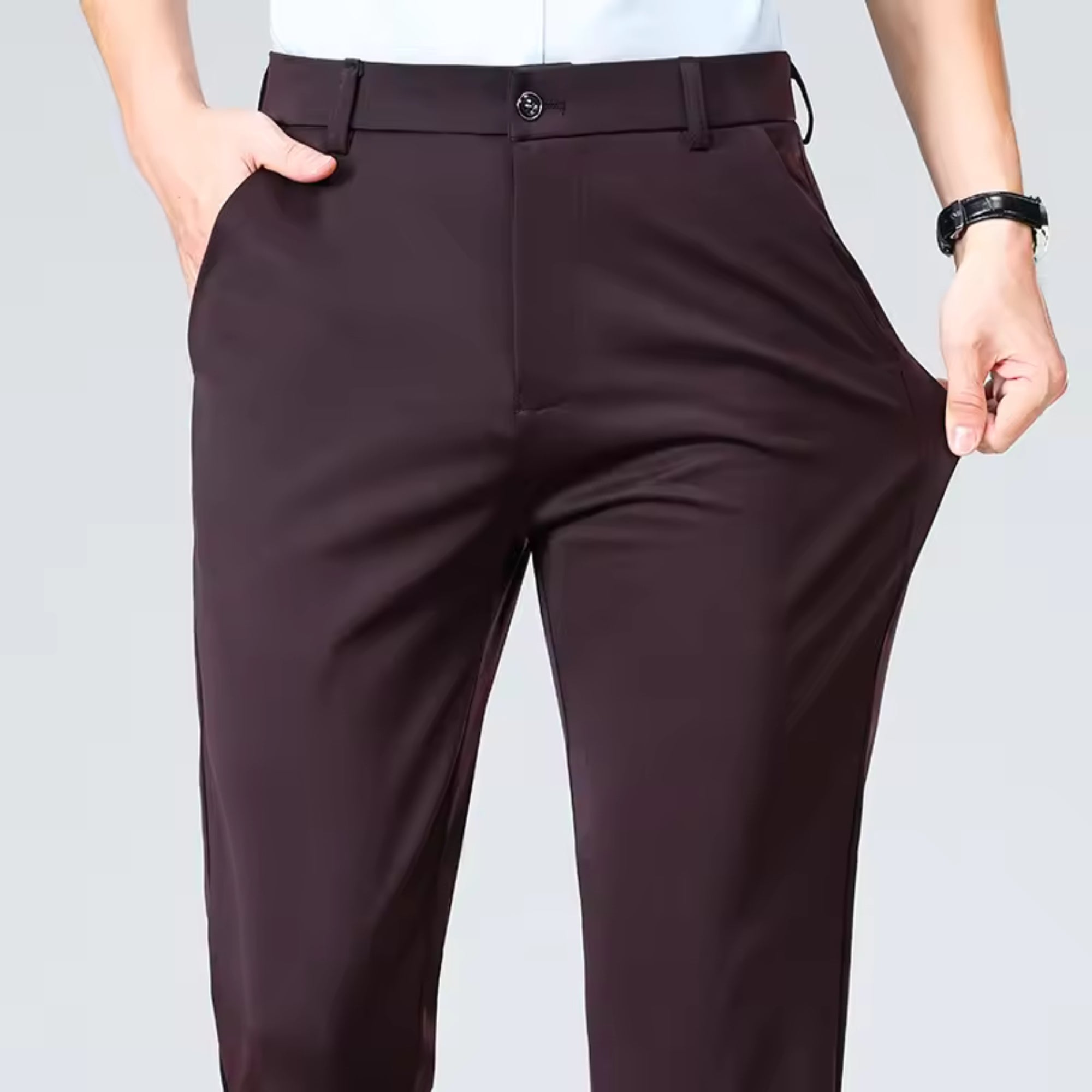 Pantalon habillé homme à jambe droite et taille plate