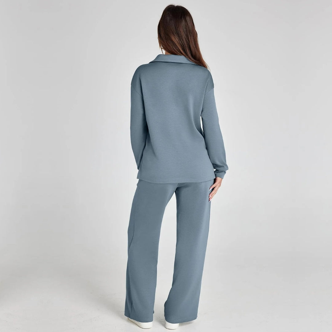Ensemble Femme | Pull Col V et Pantalon Jogger Taille Haute