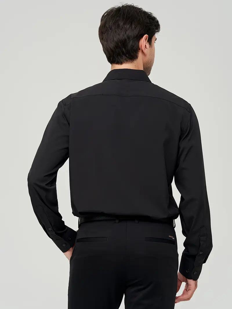 Elegant herreskjorte med lange ærmer i strækbart materiale