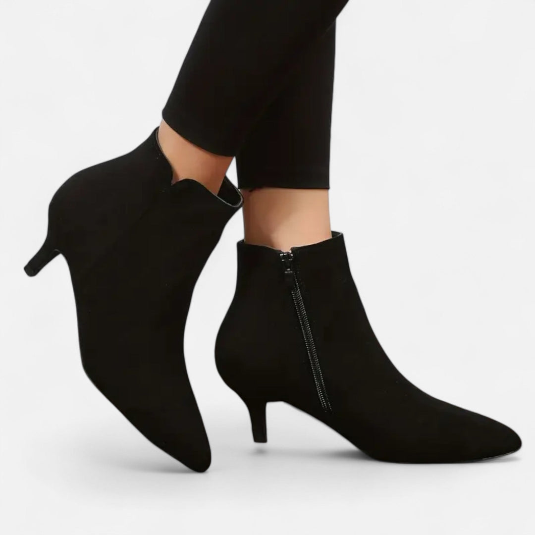Bottines à bout pointu pour femme – matière synthétique aspect suédé