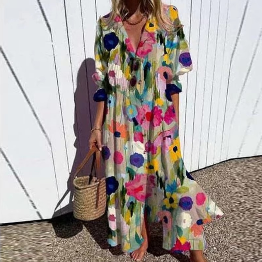 Boho Dot Print Maxi Jurk