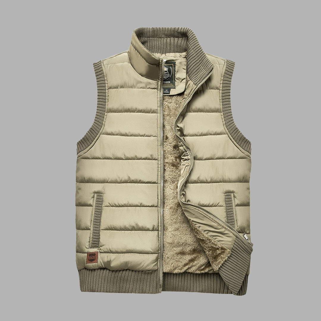 Gilet matelassé à col montant avec doublure en polyester pour homme