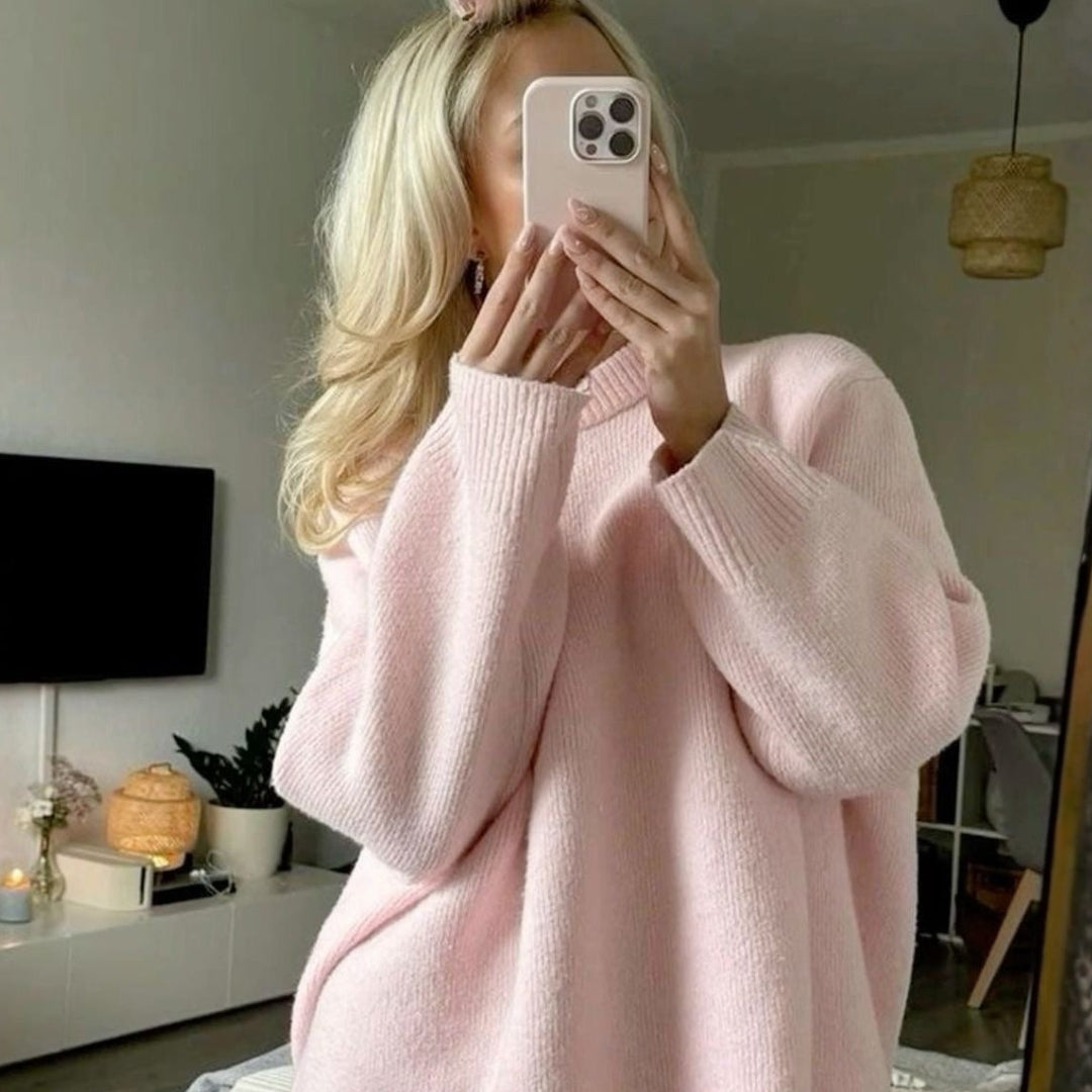 Pull en maille à col rond et manches longues pour femme