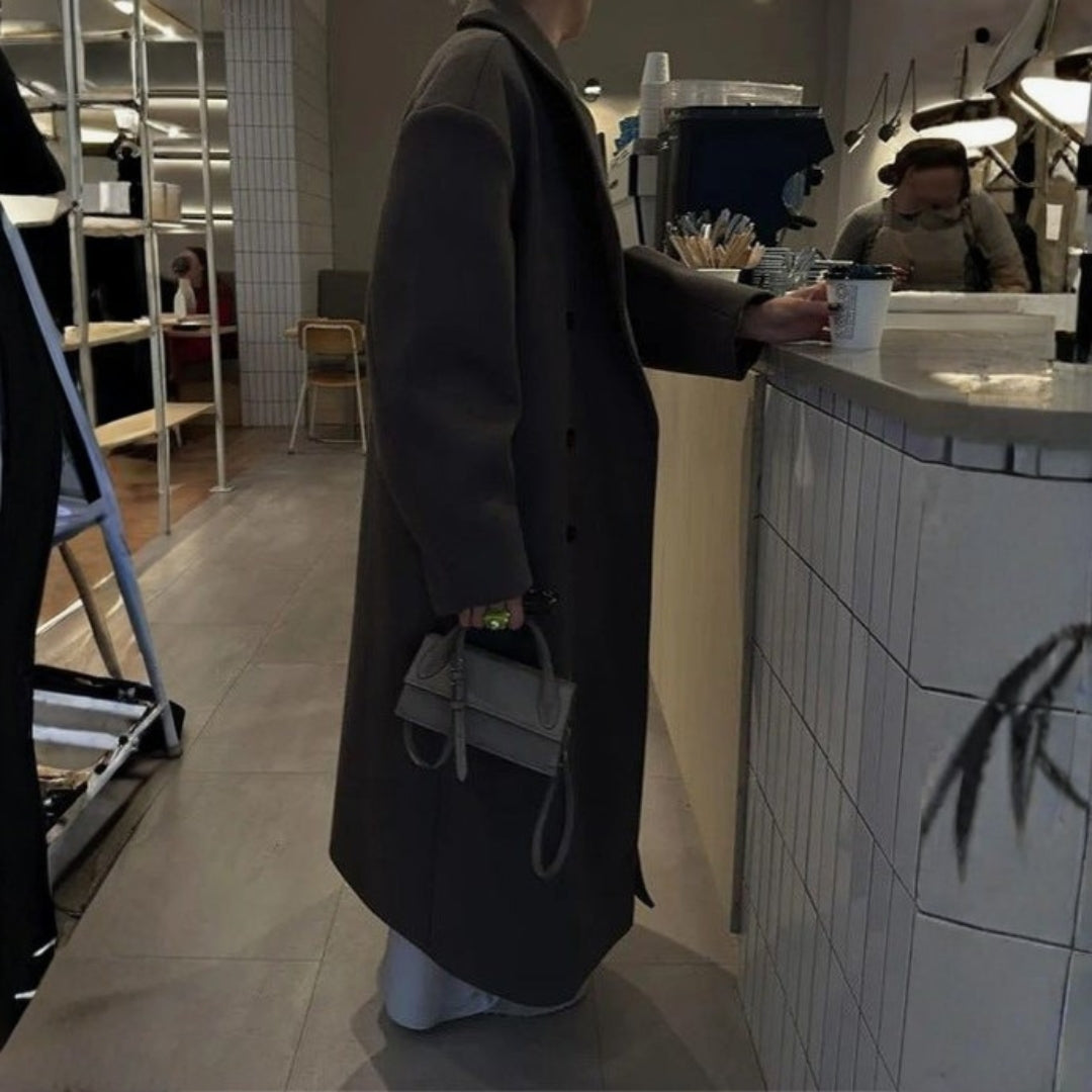 Manteau Long à Revers Croisés pour Femme