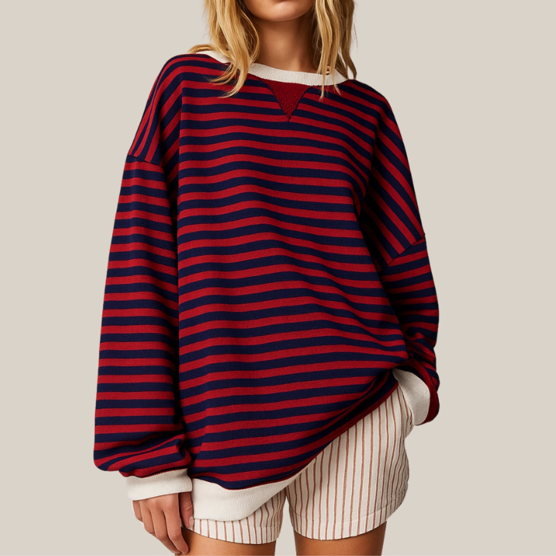 Sweat à rayures pour femme à manches longues