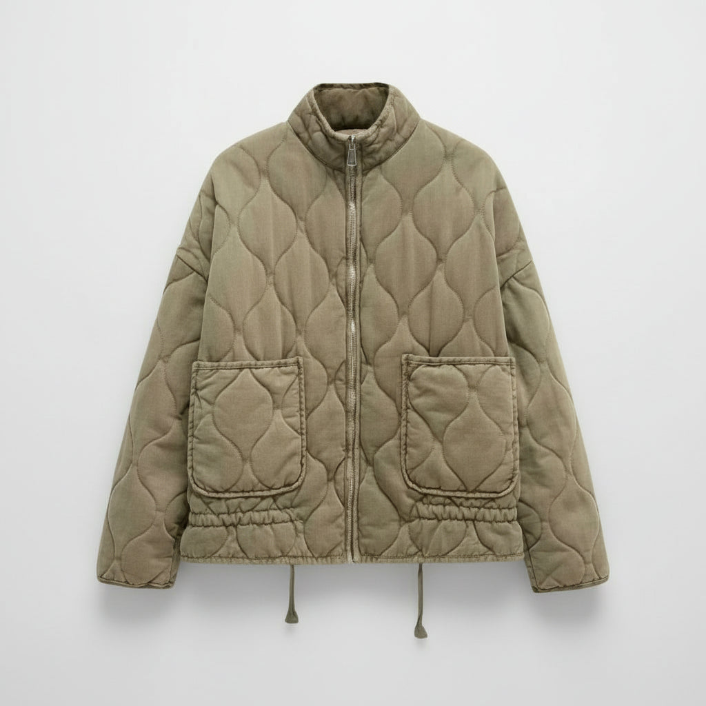 Veste matelassée rembourrée avec poches pour femme en tissu coton mélangé