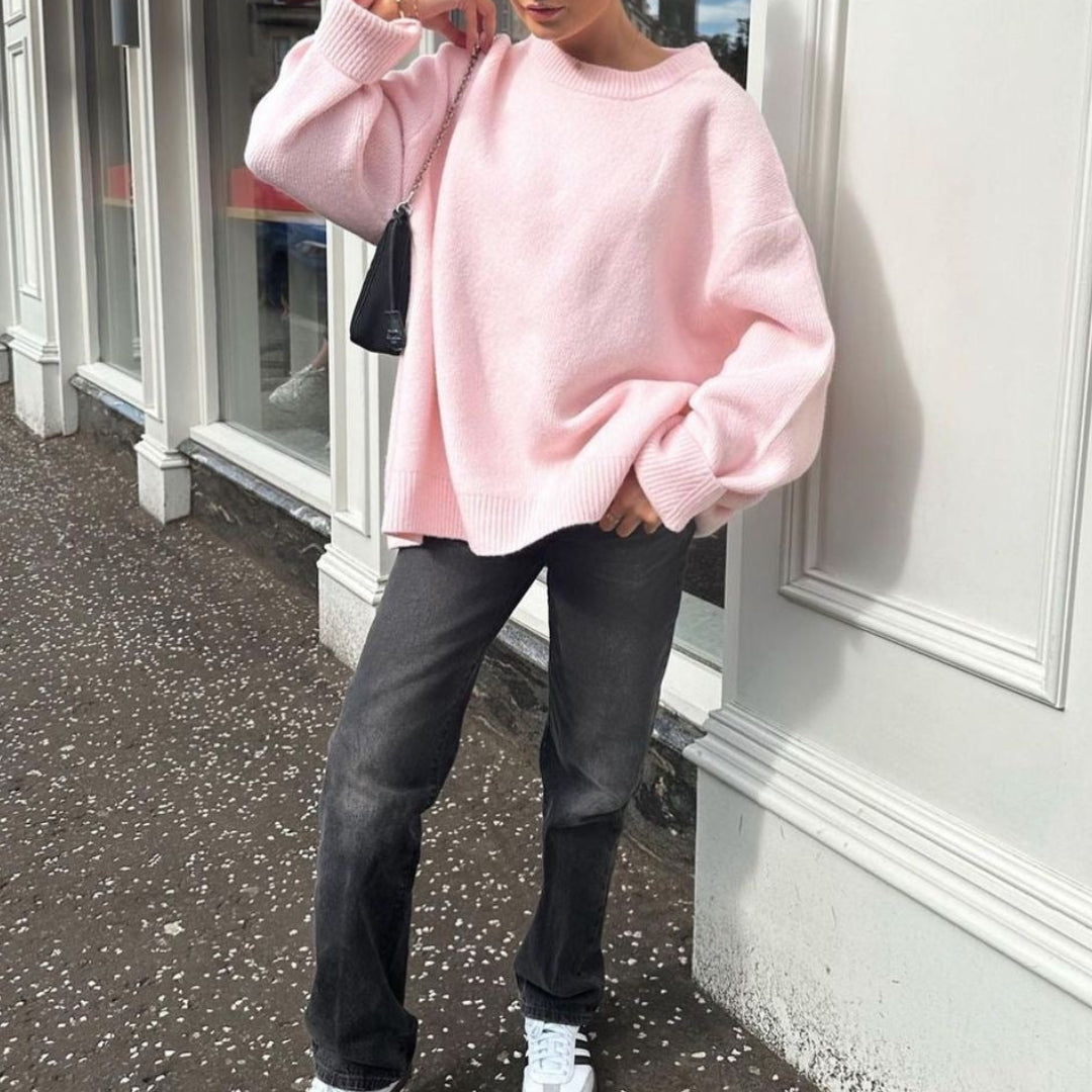 Pull en maille à col rond et manches longues pour femme