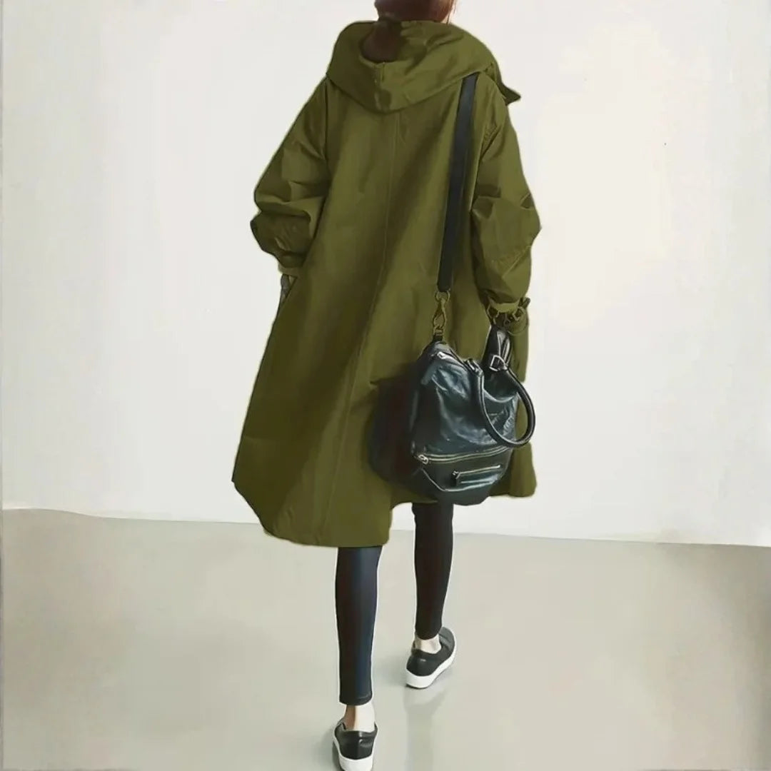 Veste à capuche avec boutons et poches pour femme