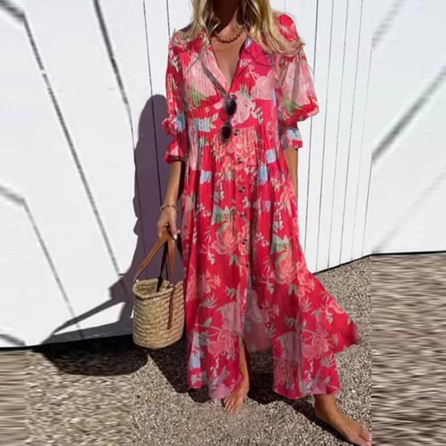 Boho Dot Print Maxi Jurk