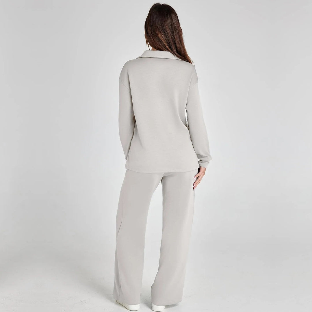 Ensemble Femme | Pull Col V et Pantalon Jogger Taille Haute