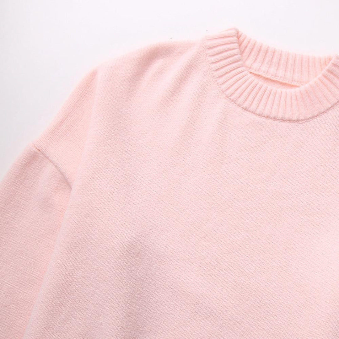Pull en maille à col rond et manches longues pour femme