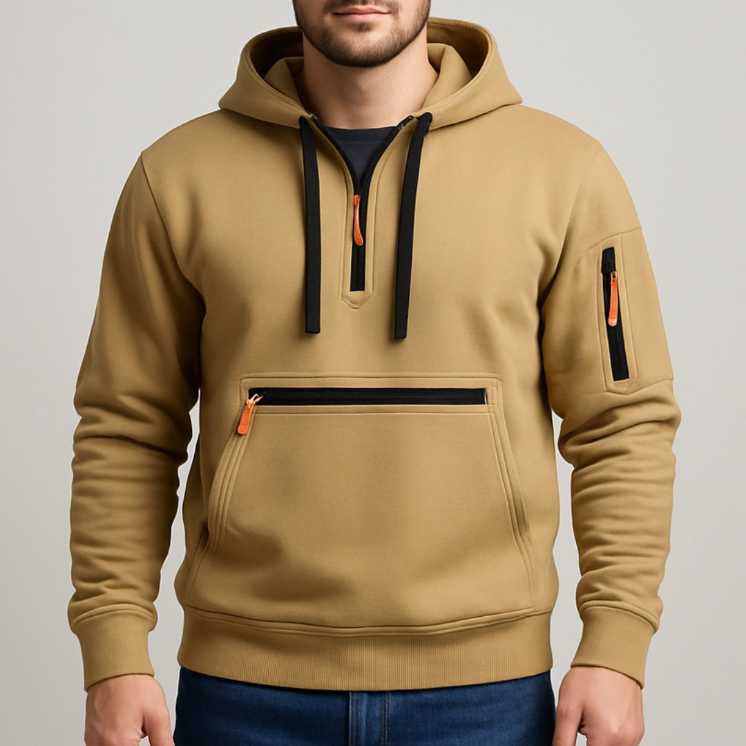 Sweat à capuche demi-zip avec poches pour homme