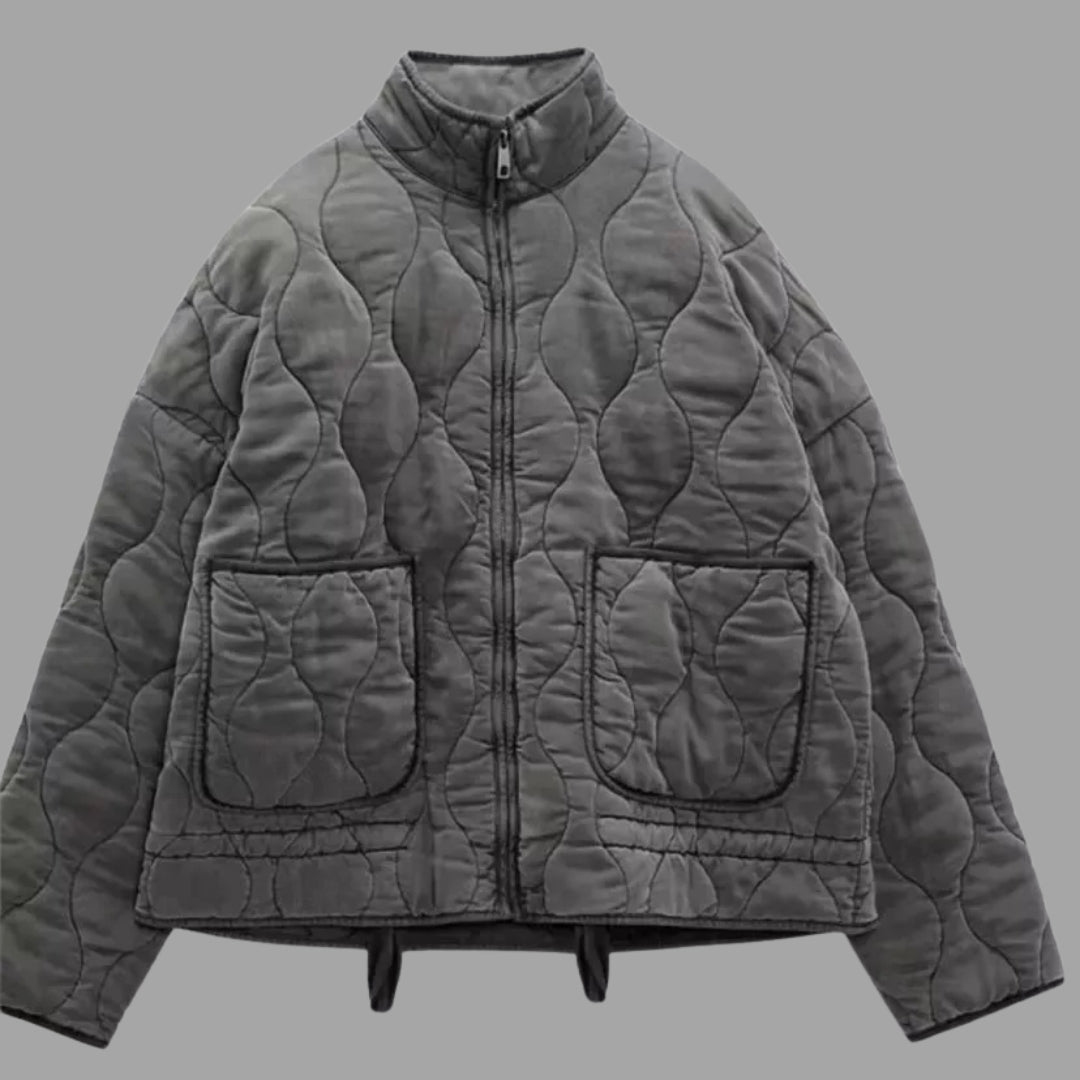 Veste matelassée rembourrée avec poches pour femme en tissu coton mélangé