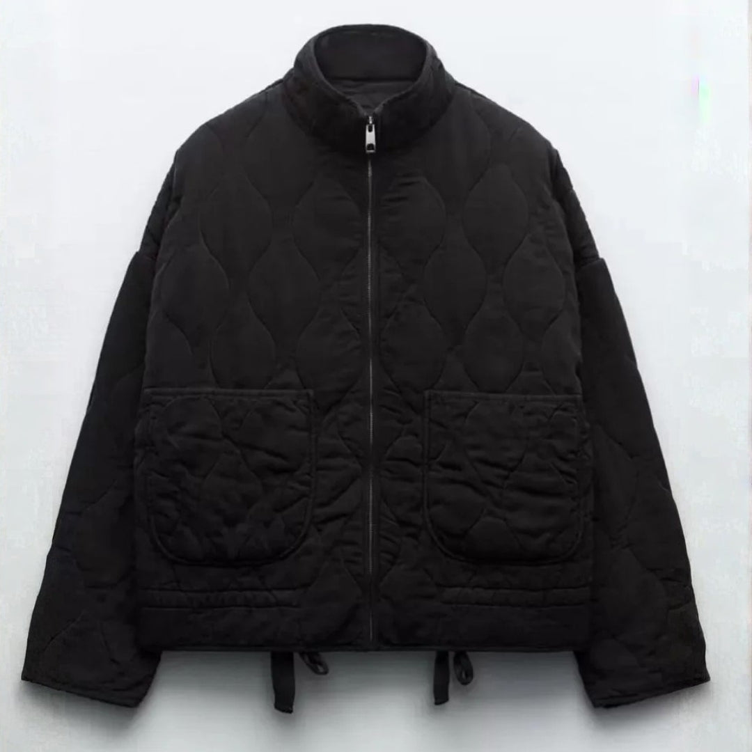 Veste matelassée rembourrée avec poches pour femme en tissu coton mélangé