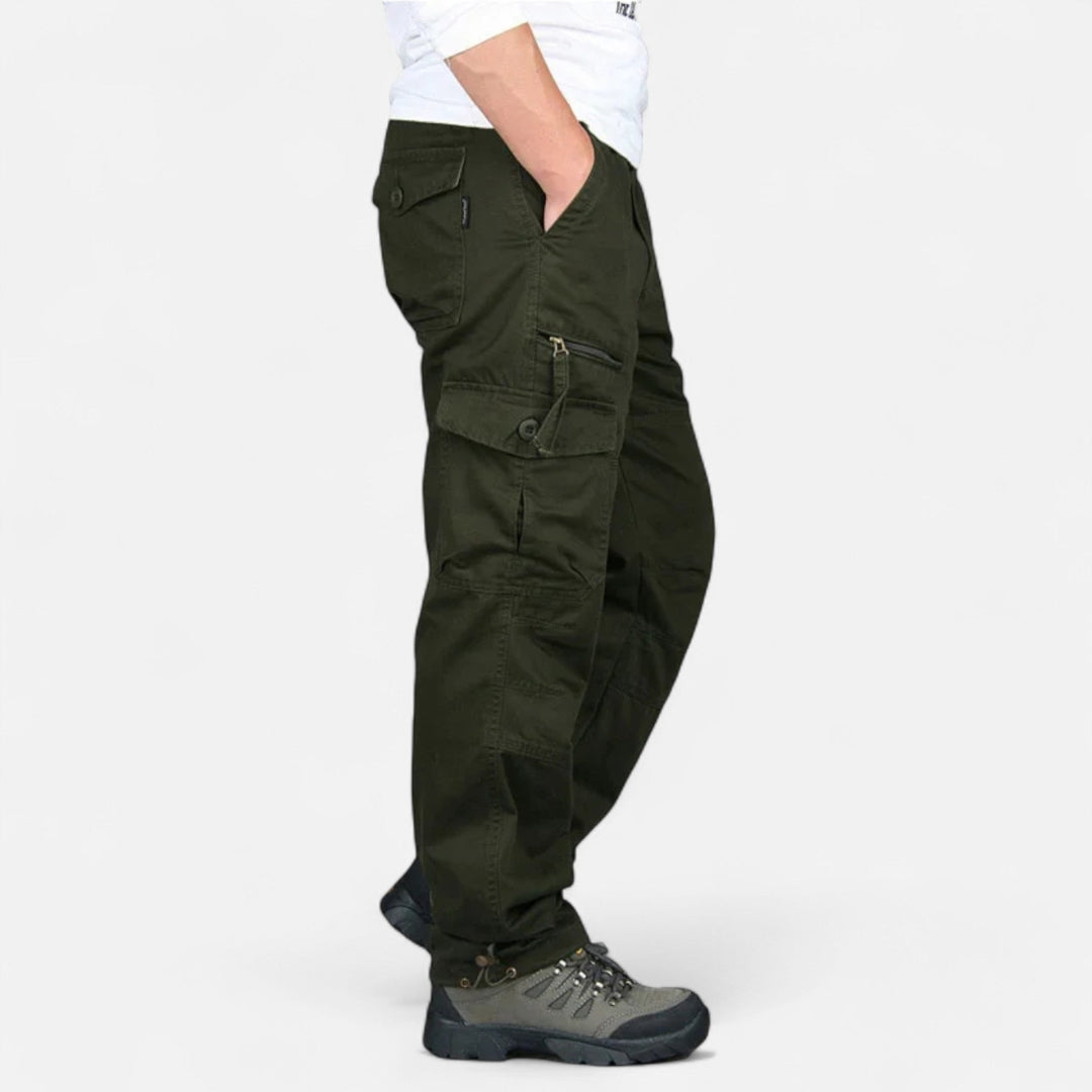 Pantalon cargo à poches multiples pour homme en toile