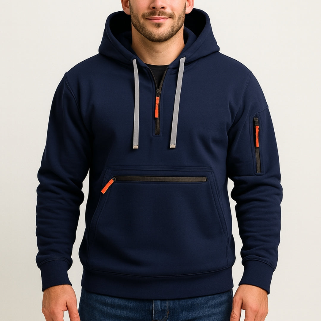 Sweat à capuche demi-zip avec poches pour homme