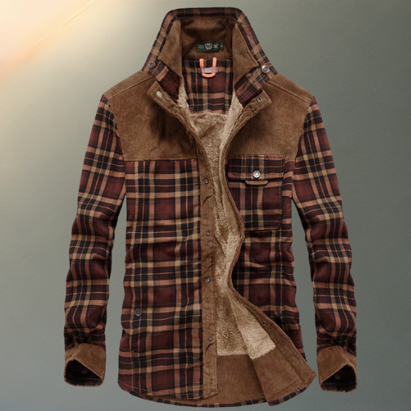 Chemise à carreaux doublée en polaire à boutons pour homme