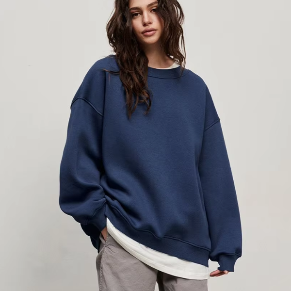Sweat-shirt à col rond pour femmes, coupe décontractée