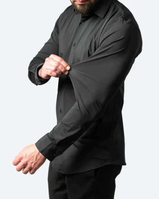 Elegant herreskjorte med lange ærmer i strækbart materiale