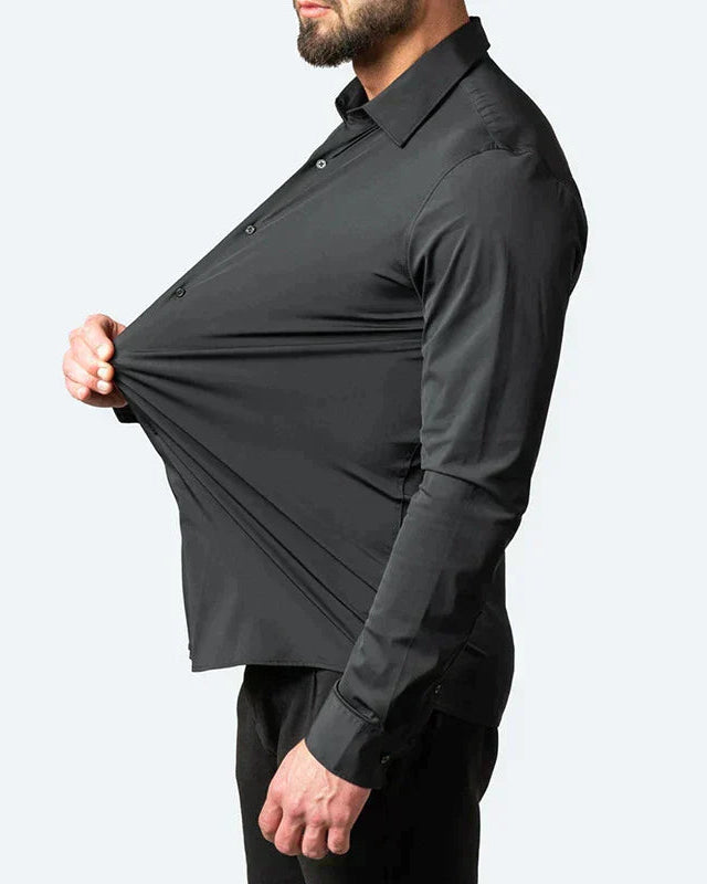 Elegant herreskjorte med lange ærmer i strækbart materiale