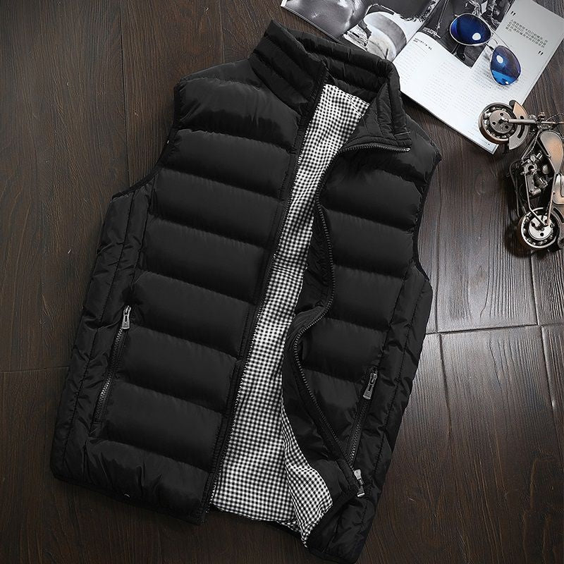 Gilet sans manches matelassé déperlant pour homme Col montant zippé Usage extérieur