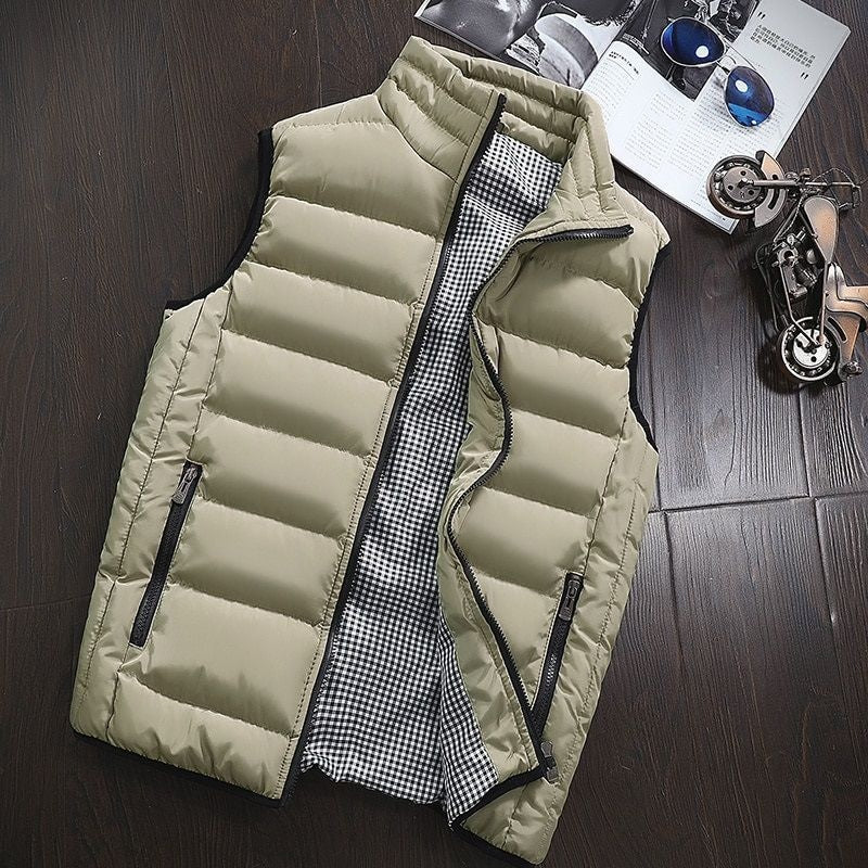 Gilet sans manches matelassé déperlant pour homme Col montant zippé Usage extérieur