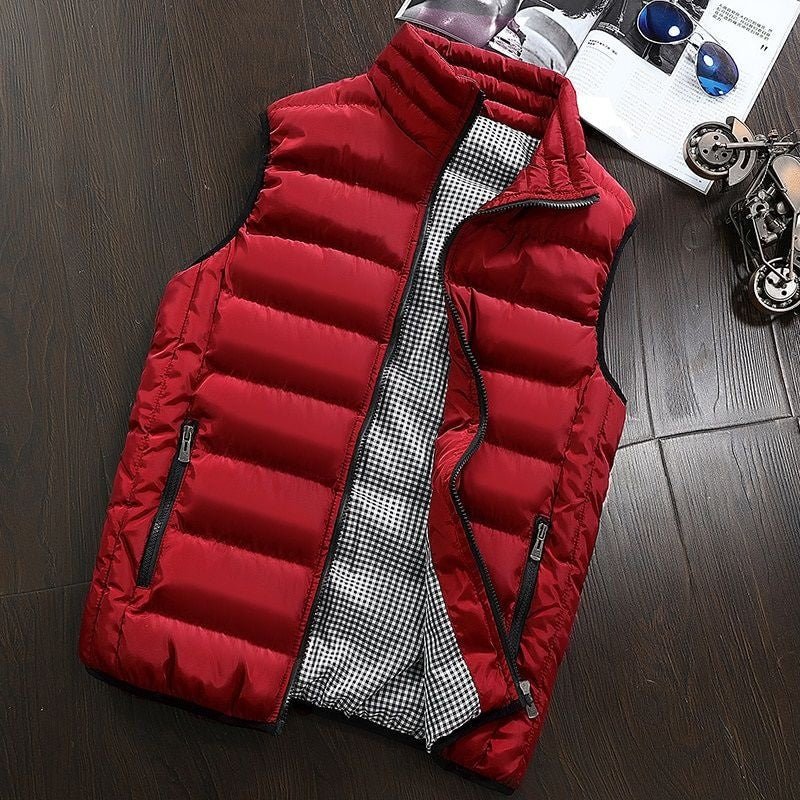 Gilet sans manches matelassé déperlant pour homme Col montant zippé Usage extérieur