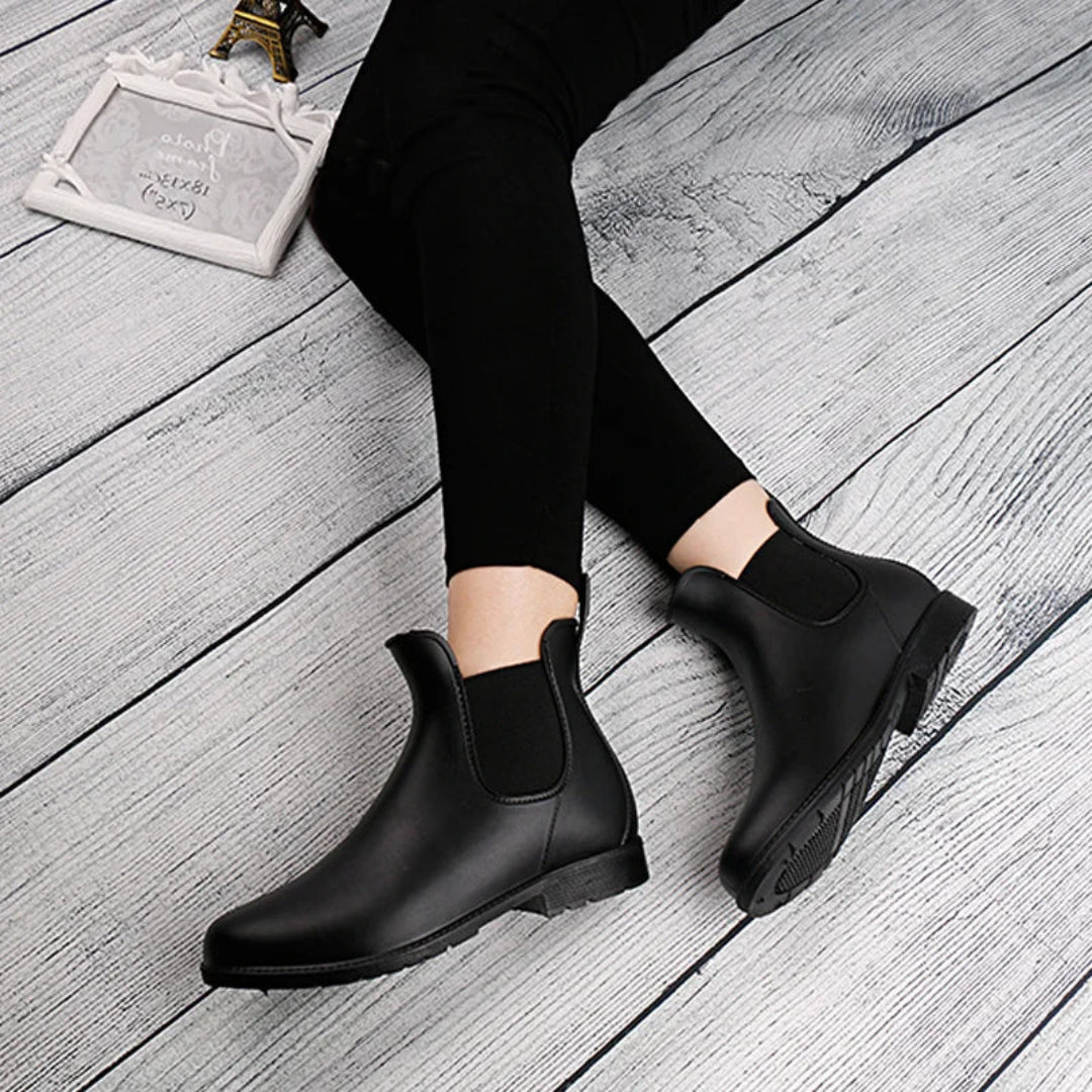 Bottines Chelsea à bout rond en matière synthétique pour femme