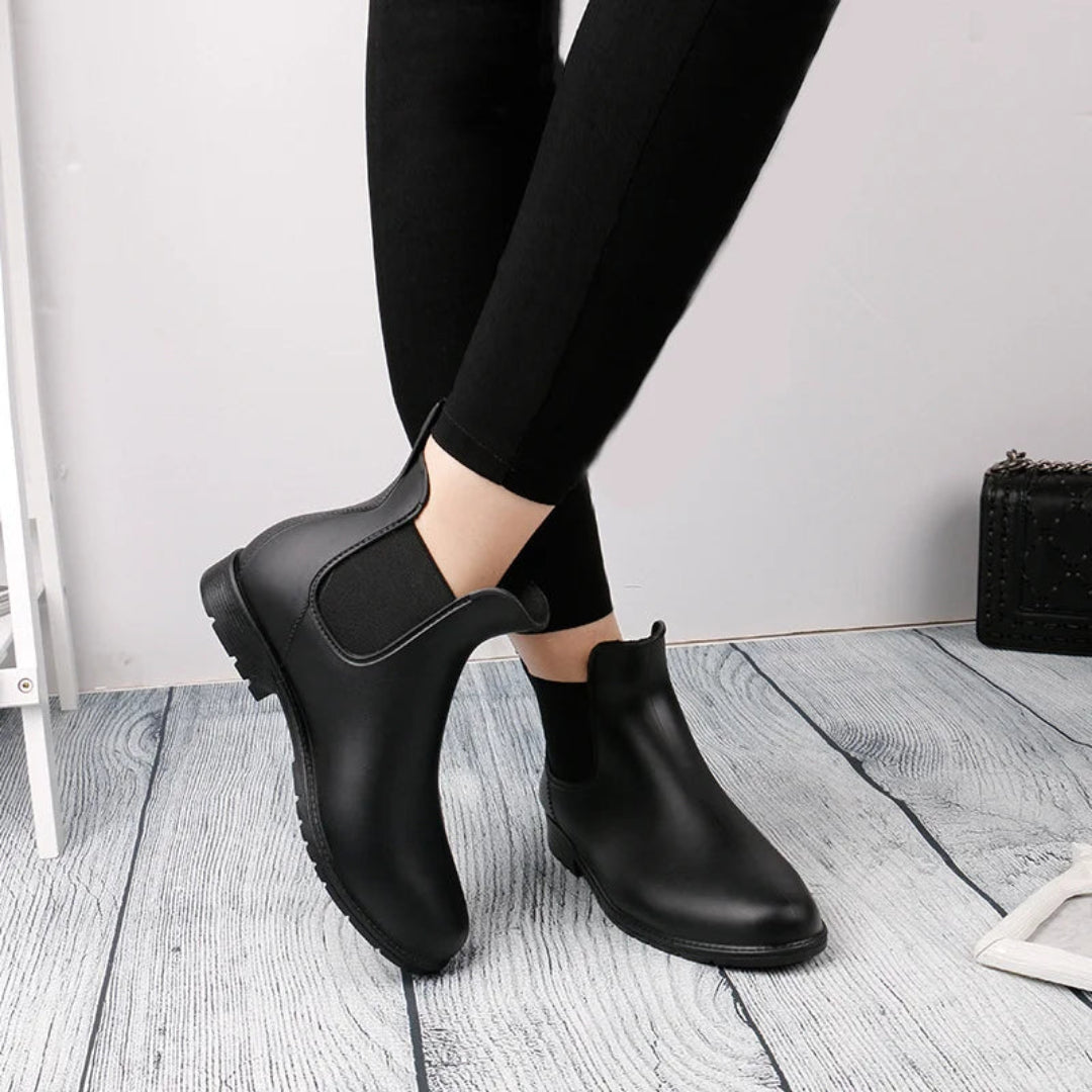 Bottines Chelsea à bout rond en matière synthétique pour femme