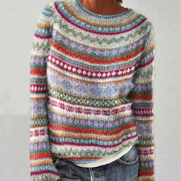 Pull d’Hiver en Maille Rayée pour Femme