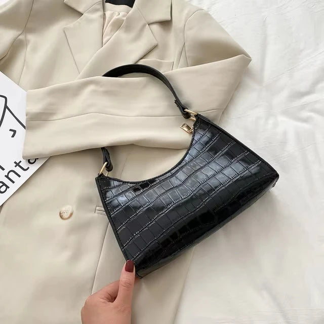 Sac à bandoulière pour femme effet crocodile