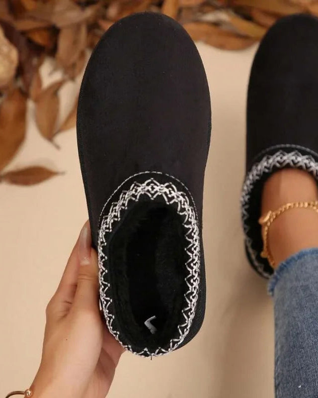 Bottes à enfiler doublées en faux daim pour femme