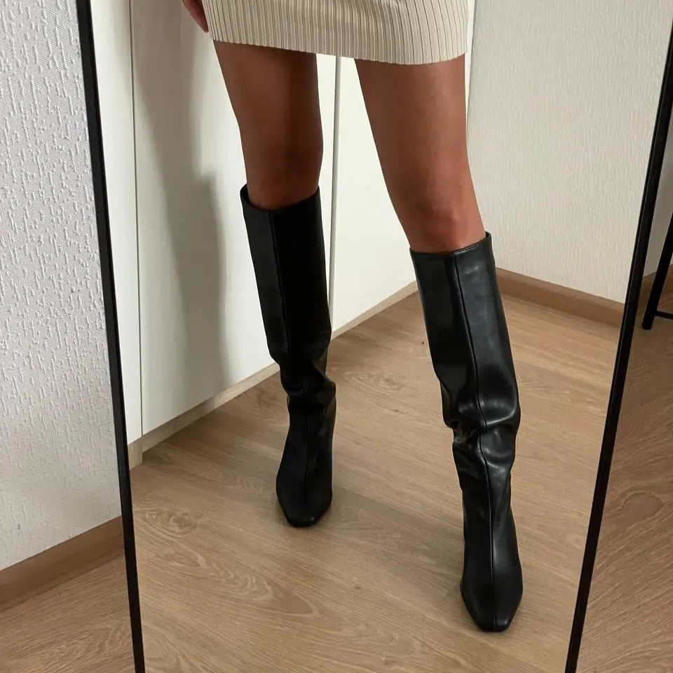 Bottes hautes femme à bout carré