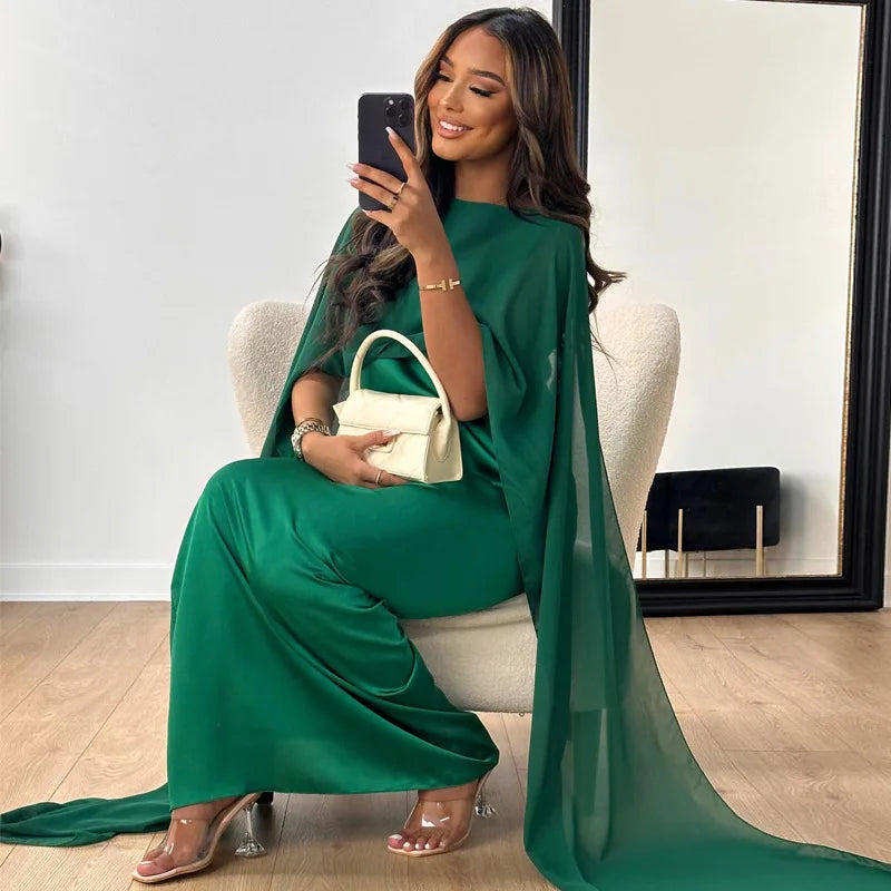 Robe longue en chiffon pour femme