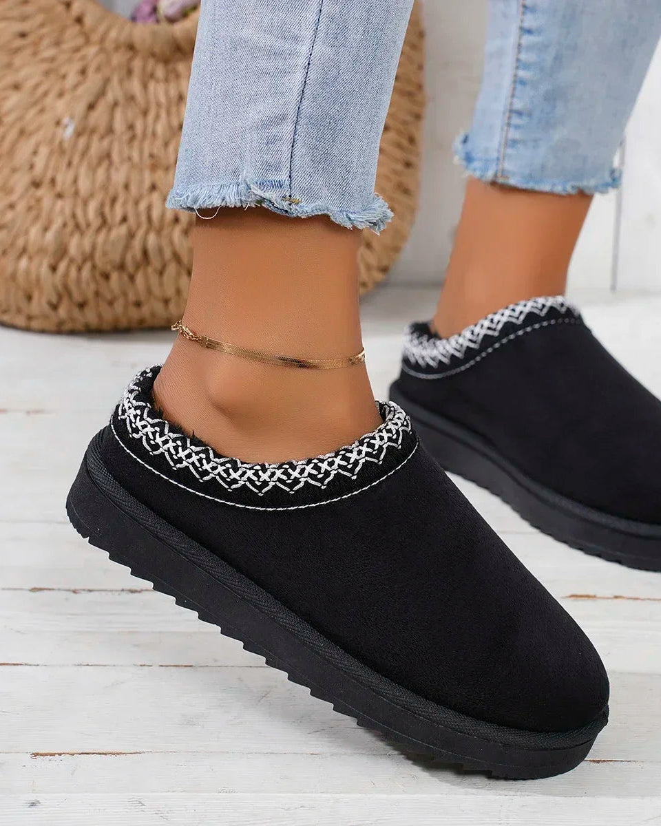 Bottes à enfiler doublées en faux daim pour femme