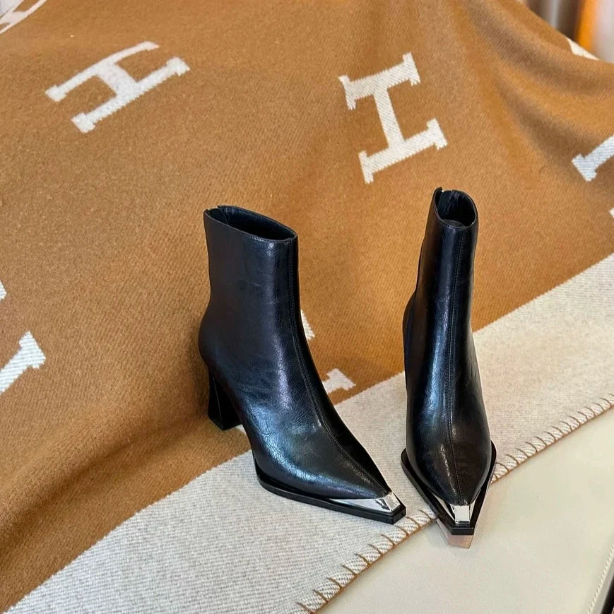 Bottes à Talons Hauts Mi-Mollet à Bout Pointu pour Femme