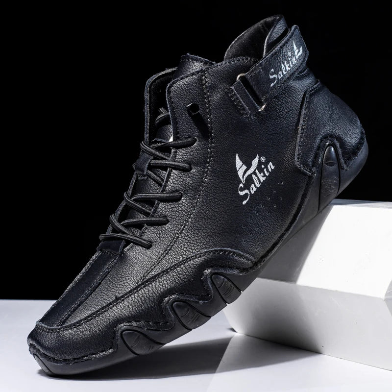 Bottines Homme à Bout Rond et Semelle Contrastante en PU et Caoutchouc