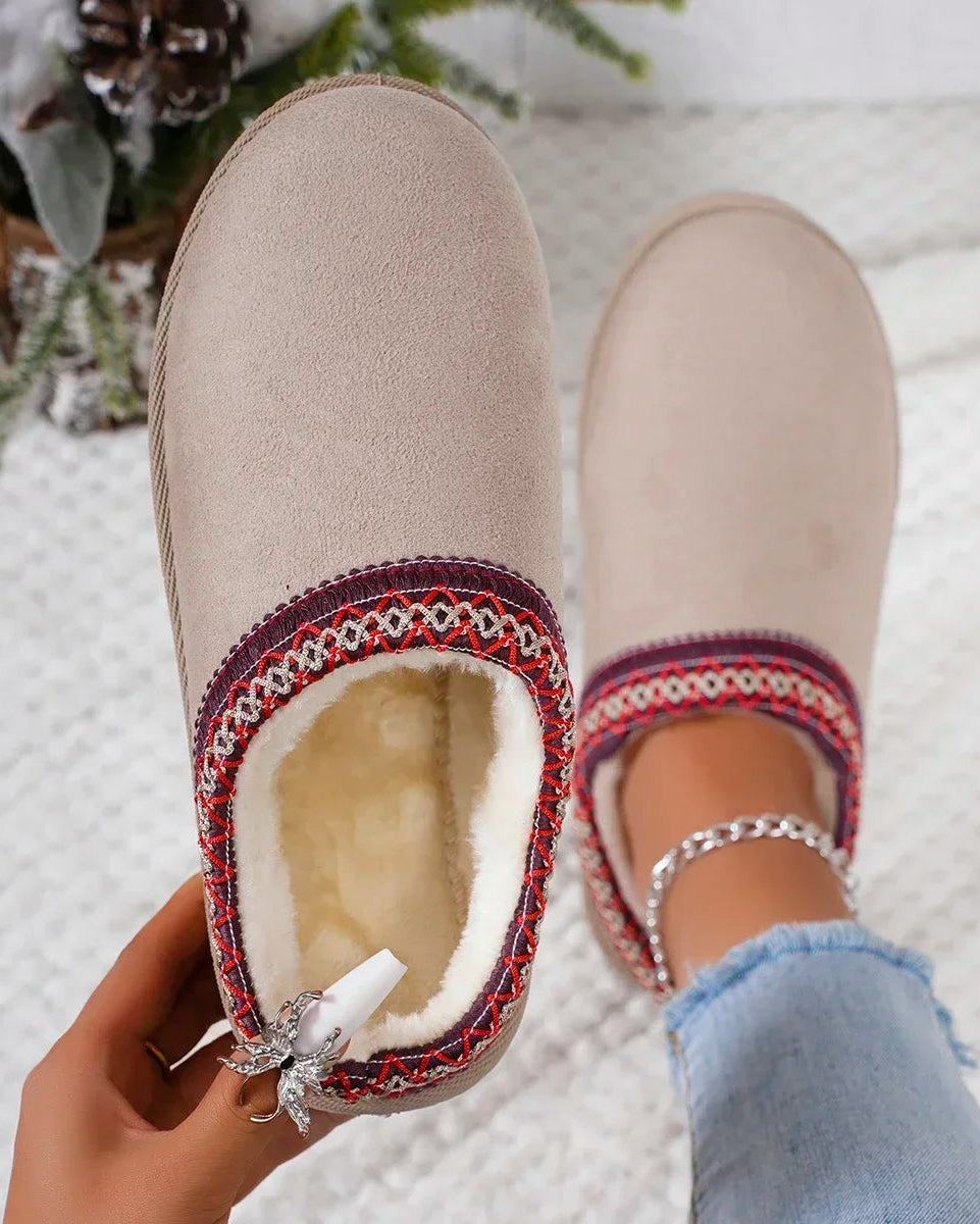 Bottes à enfiler doublées en faux daim pour femme