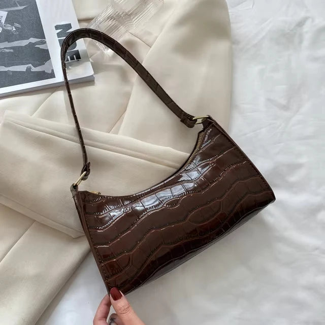 Sac à bandoulière pour femme effet crocodile