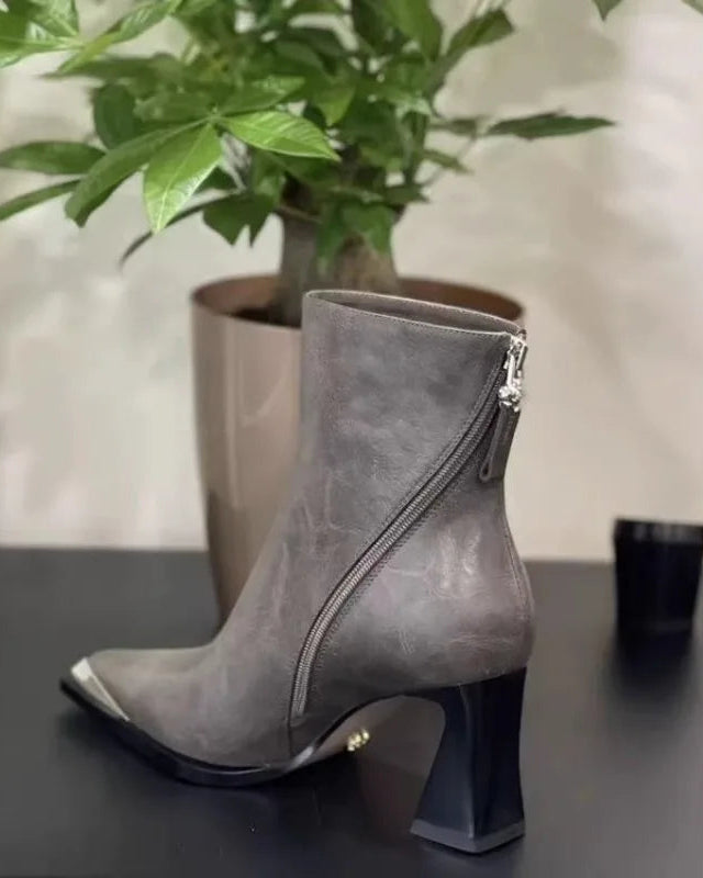 Bottes à Talons Hauts Mi-Mollet à Bout Pointu pour Femme