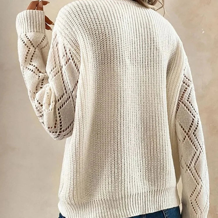 Pull Femme en Maille | Col V avec Détail en Dentelle