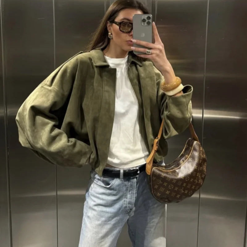 Veste à manches longues en velboa pour femme