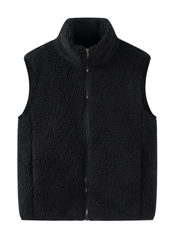 Gilet sans manches en matière synthétique à col mao pour homme