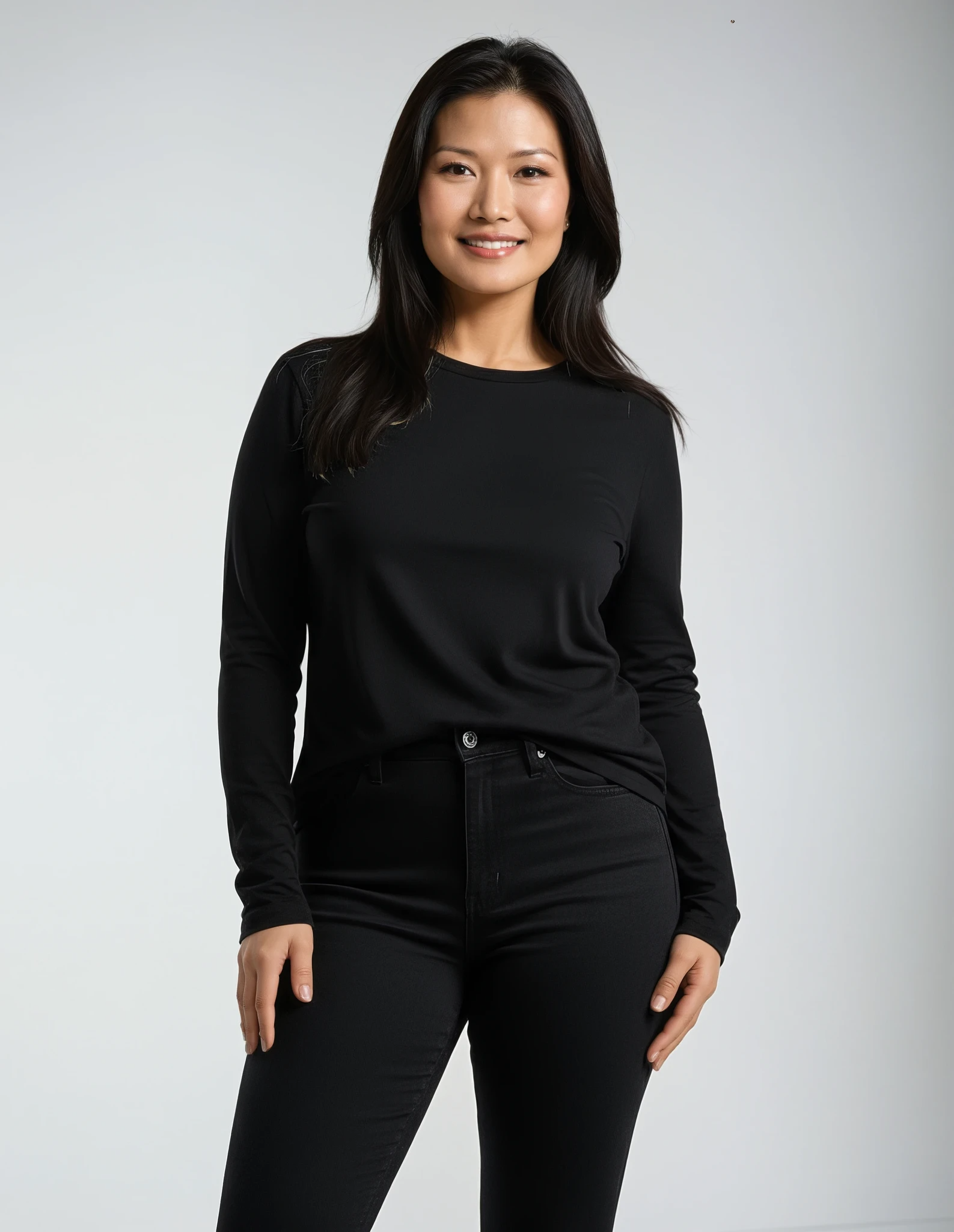 T-shirt à Manches Longues à Col Rond pour Femme