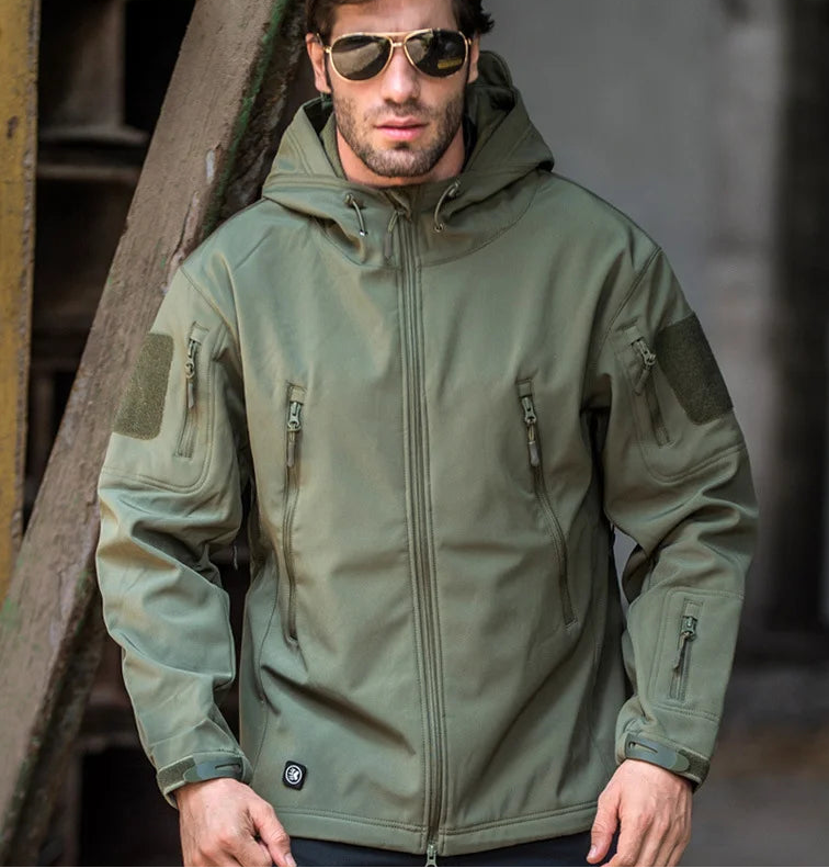 Vest med hætte i polyester med lynlåslommer til mænd