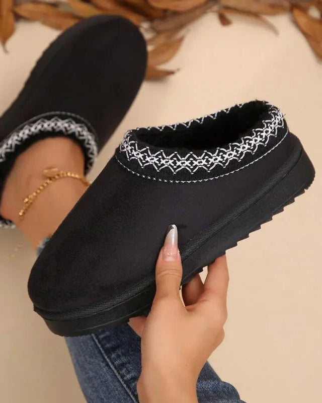 Bottes à enfiler doublées en faux daim pour femme