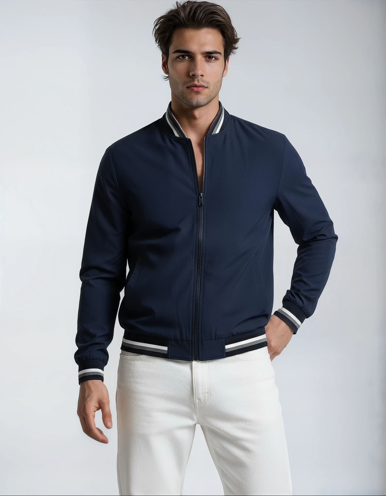 Vest med lynlås og høj krave til mænd