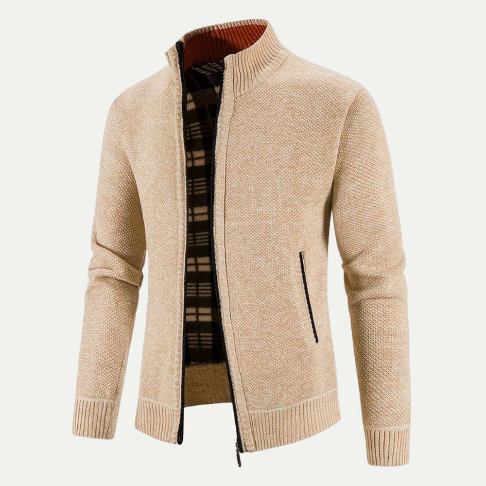 Vest med lynlås i syntetisk fleece og reverskrave til mænd