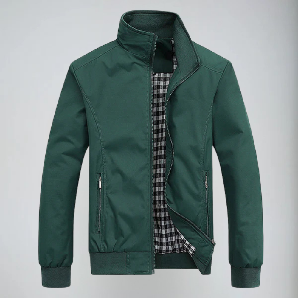 Let jakke med lynlås og baseballkrave til mænd